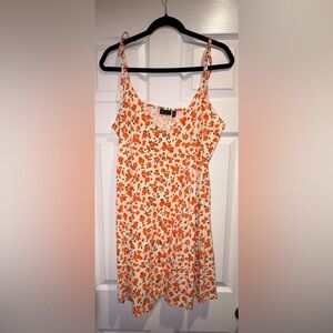 ASOS Design Orange Floral Button-Front Tank Top on Cream